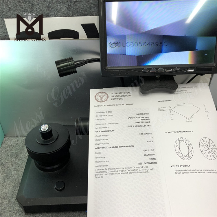 7.30CT Diamond Lab OV VVS2 D colore CVD LG605348950丨Messigems