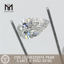 Diamante simulato taglio a pera da 5,18 CT E VVS2 EX VG CVD LG566325974丨Messigems 