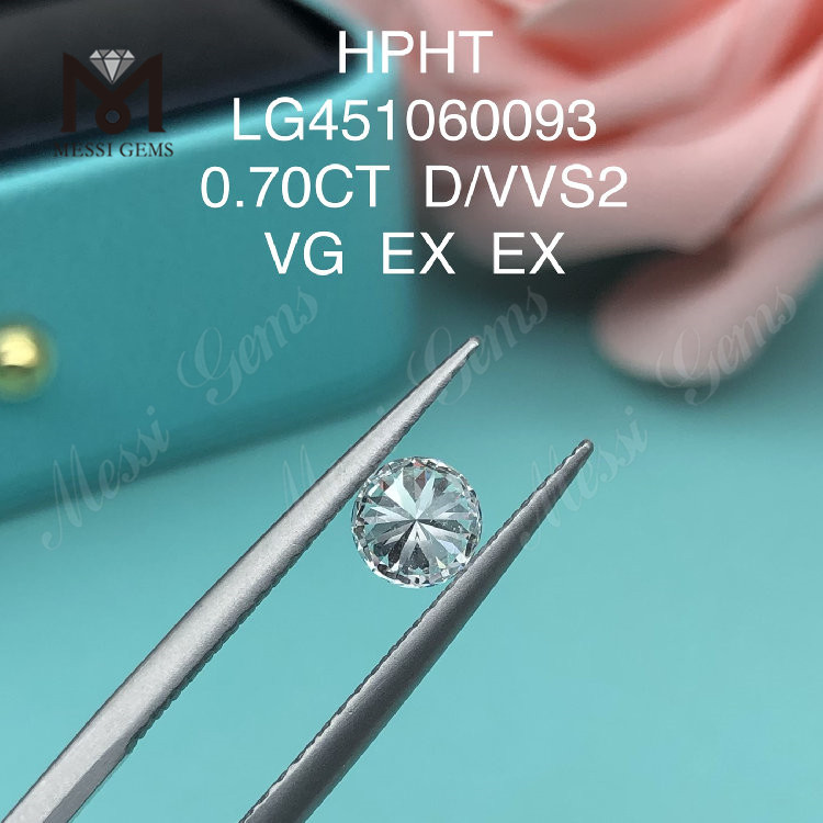 0,7 carati HPHT D VVS2 MOLTO BUONO Diamanti rotondi realizzati in laboratorio