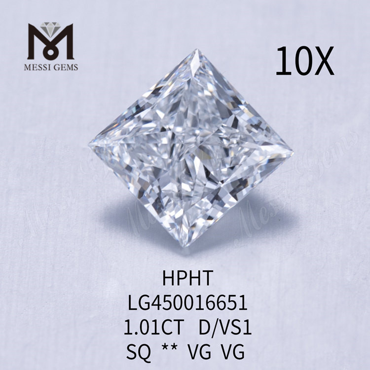 Diamanti coltivati ​​in laboratorio D VS1 HPHT da 1,01 carati PRINCESS CUT
