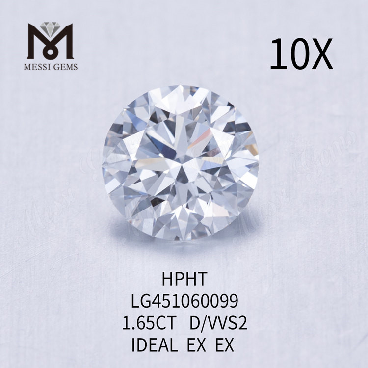 1,65 carati D VVS2 Diamanti da laboratorio rotondi taglio IDEALE HPHT