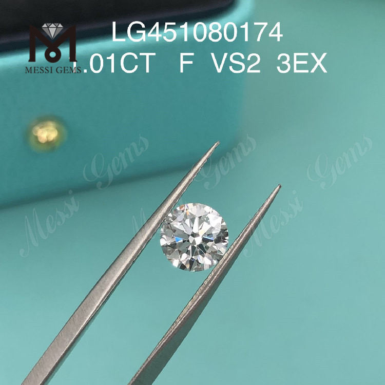 Diamante coltivato in laboratorio da 1,01 ct F VS2 RD 3EX Cut Grade
