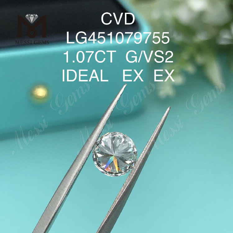 1,07 carati CVD G VS2 IDEAL Diamanti tondi brillanti realizzati in laboratorio