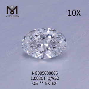 Diamanti da laboratorio da 1,008 carati D VS2 HPHT OVAL Diamanti coltivati ​​in laboratorio