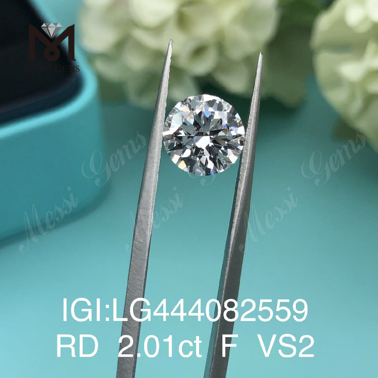 2,01 carati F VS2 EX Cut Round artificiale diamante simulato