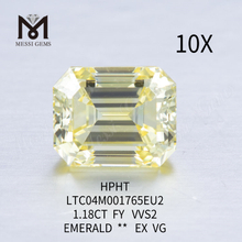 Diamanti da laboratorio giallo fantasia smeraldo 1.18ct VVS2