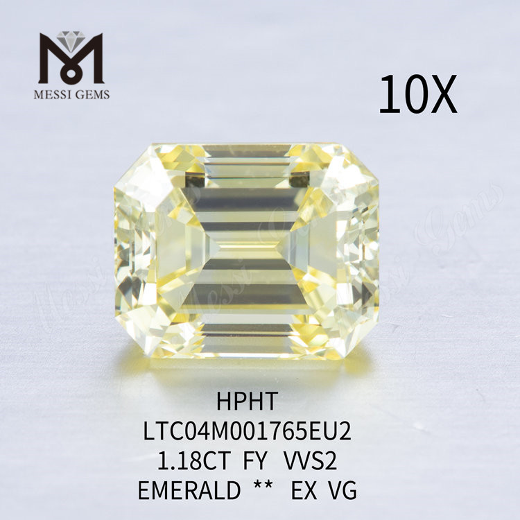 Diamanti da laboratorio gialli fantasia smeraldo 1,18 ct VVS2 
