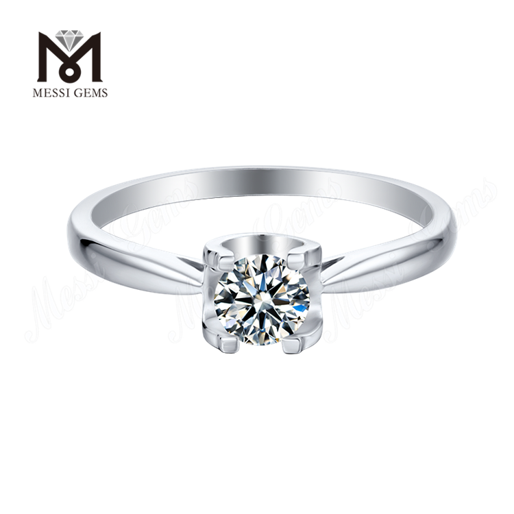 Anello in moissanite per gioielli da donna Anello in argento sterling 925 con placcatura in oro bianco 14k