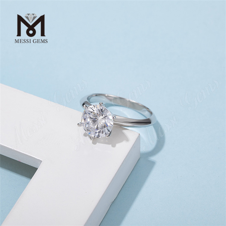 Messi Gems argento sterling 925 anello gioielli 14k placcatura oro donna regalo 3ct anello di diamanti moissanite