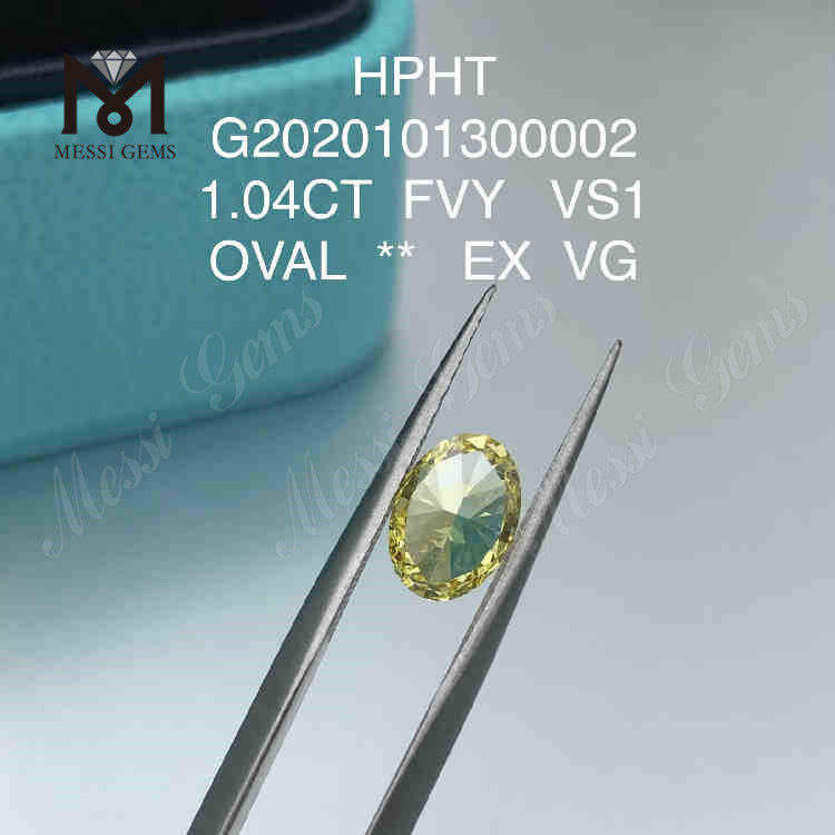 1.04ct FVY Diamante giallo taglio ovale coltivato in laboratorio VS1