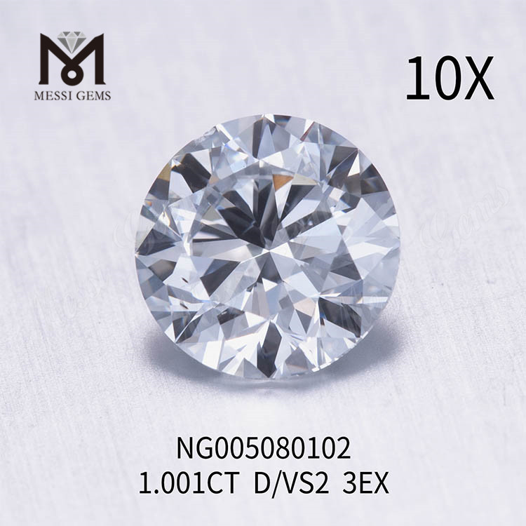 1.001ct D diamante bianco coltivato in laboratorio taglio VS2 EX 