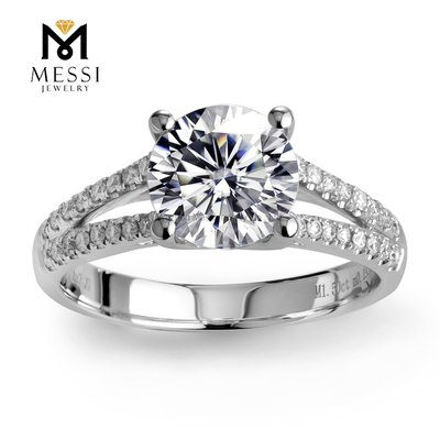 Anelli di diamanti coltivati ​​in laboratorio da 1,5 ct con montatura fedi nuziali di fidanzamento in oro bianco massiccio 14k 18k