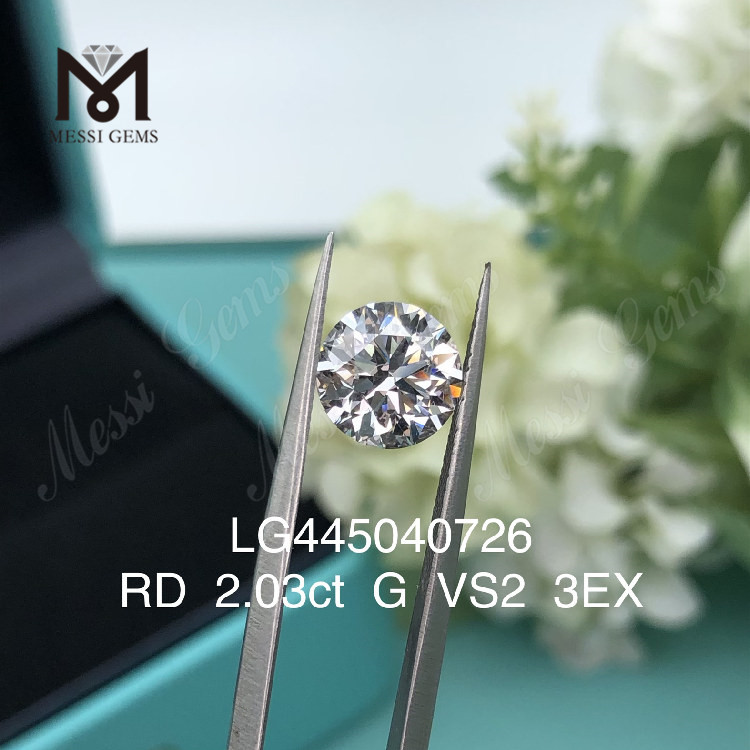 2,03 carati G VS2 EX Cut Diamanti rotondi coltivati ​​in laboratorio