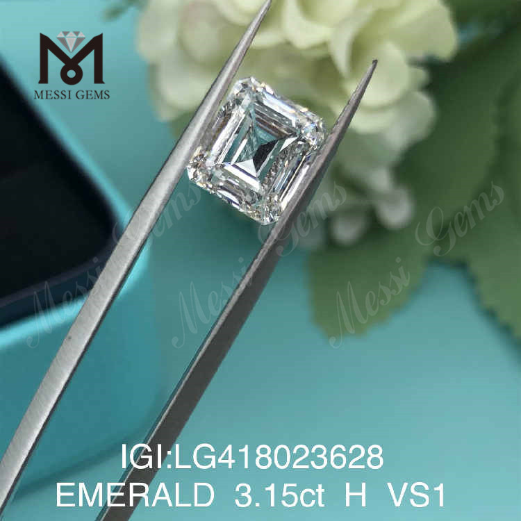 3.15CT H/VS1 diamante da laboratorio taglio smeraldo EX VG