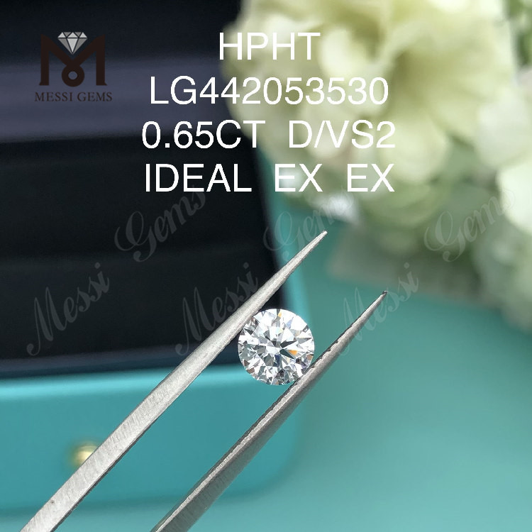Diamante coltivato in laboratorio rotondo da 0,65 carati D VS2 Commercio all\'ingrosso di diamanti IDEAL HPHT