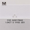 1.04CT D VVS2 3EX diamante tondo coltivato in laboratorio CVD IGI