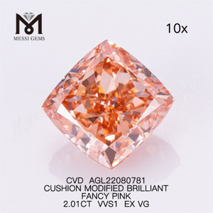 2.01CT CUSHION MODIFIED BRILLIANT FANCY ROSA VVS1 EX VG CVD lab diamond AGL22080781