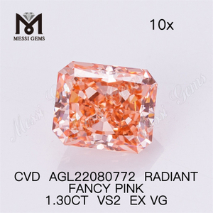 Diamante CVD ROSA FANTASIA RADIANTE VS2 EX VG da 1,30 ct 