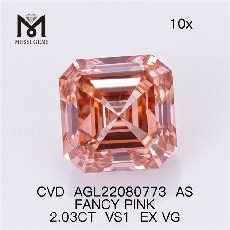 2.03CT CVD FANCY PINK VS1 EX VG AS diamante da laboratorio AGL22080773