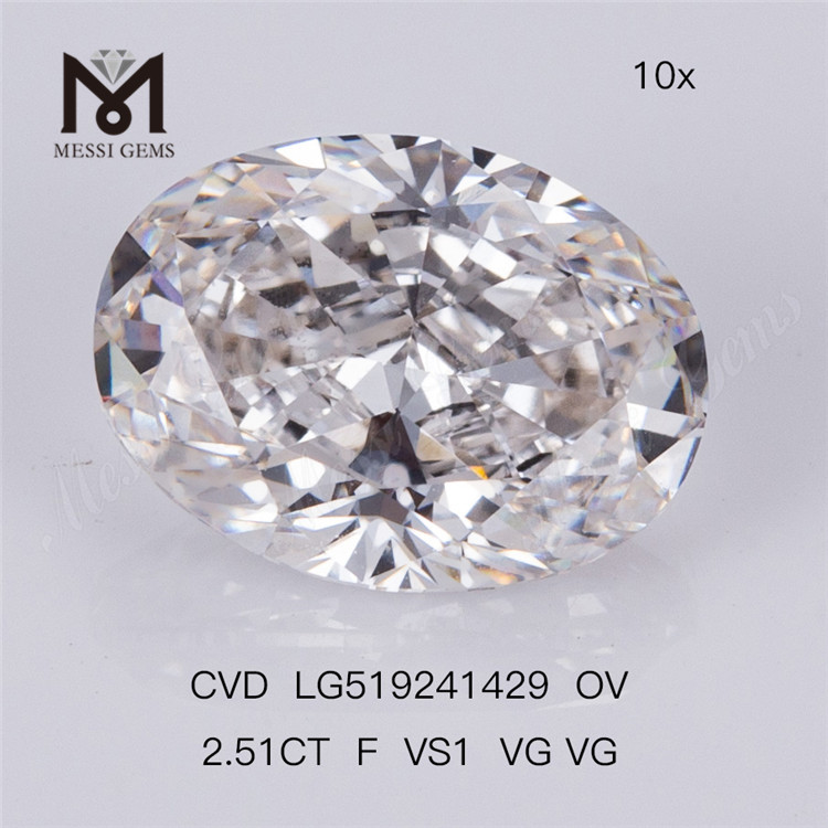 2.51CT F VS1 VG VG diamante coltivato in laboratorio CVD OVAL diamante da laboratorio 
