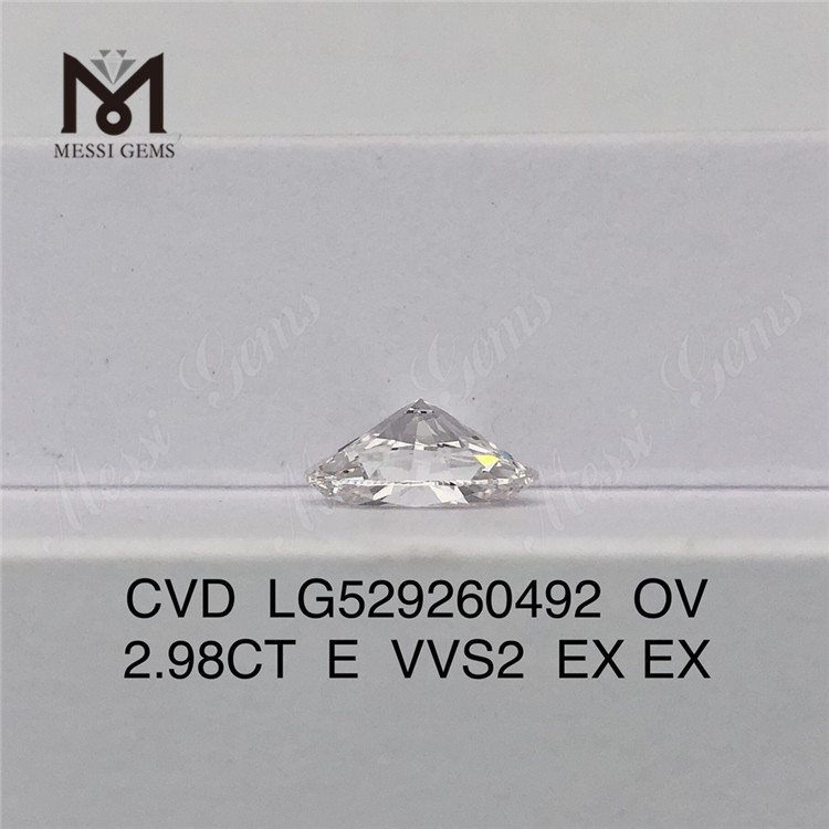 2.98ct E colore cvd diamante ovale vvs diamanti cresciuti in laboratorio sciolti IGI