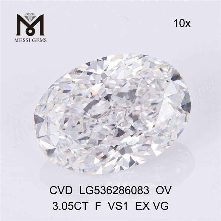 Diamante da laboratorio sciolto a buon mercato da 3,05 ct colore F VS OVALE diamanti sciolti creati dall'uomo