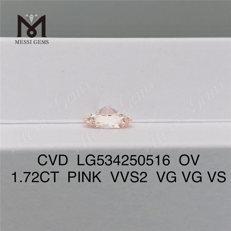 Diamante da laboratorio di forma ovale con diamante rosa vvs cvd da 1,72 carati prezzo economico