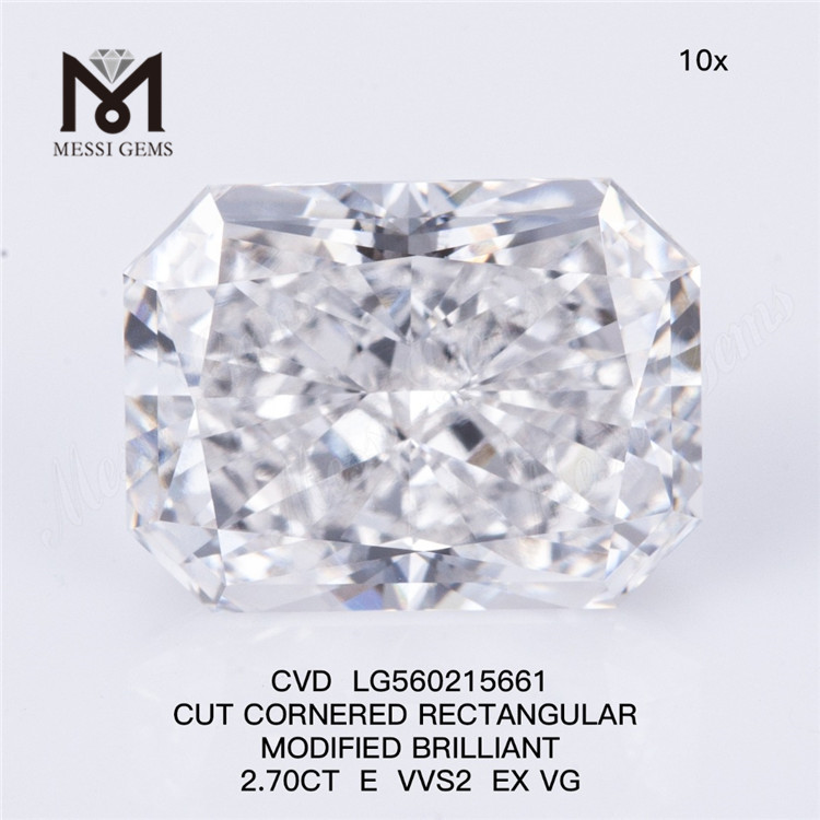 2.70CT E RETTANGOLARE taglio VVS2 EX VG 2 carati diamanti coltivati ​​in laboratorio CVD LG560215661