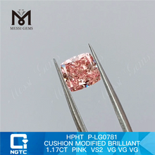 1.17CT CUSHION ROSA VS2 3VG HPHT diamante coltivato in laboratorio P-LG0781 