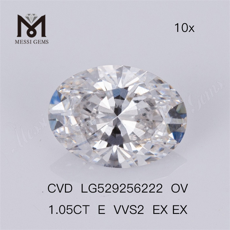 1.05ct E VVS2 EX EX OV Diamante sintetico CVD