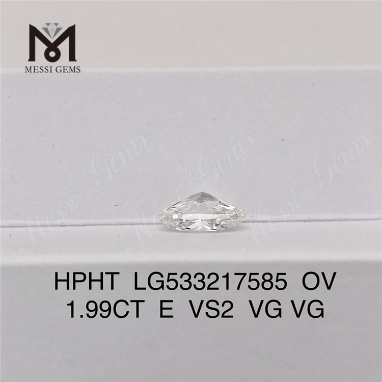 1.99CT E VS2 VG VG OVAL diamante coltivato in laboratorio HPHT
