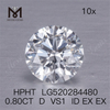 Diamante taglio brillante rotondo 0,8 ct D VS1 ID EX EX Diamante coltivato in laboratorio HPHT Prezzo di fabbrica