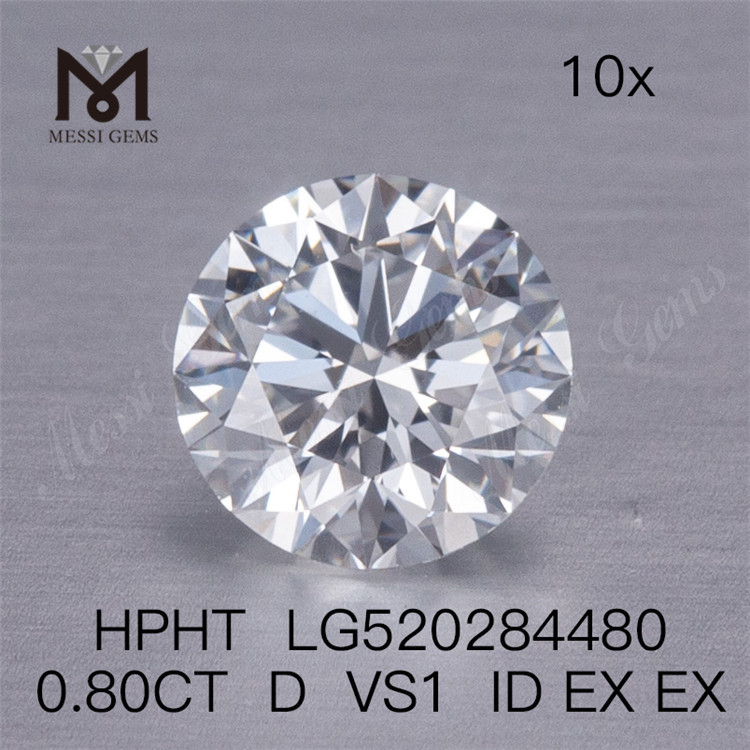 Diamante taglio brillante rotondo 0,8 ct D VS1 ID EX EX Diamante coltivato in laboratorio HPHT Prezzo di fabbrica