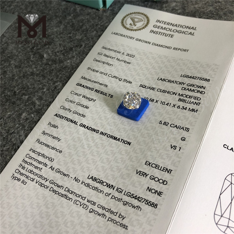 5.82CT G VS1 diamante da laboratorio bianco sciolto cvd cvd sciolto creato in laboratorio diamanti in vendita