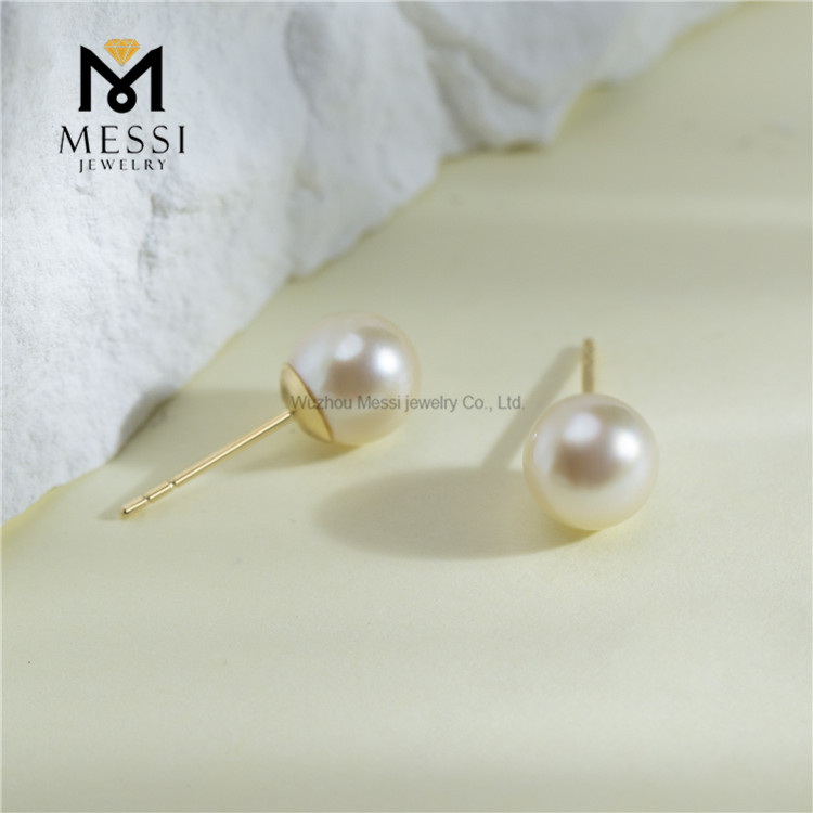 Eleganti orecchini di perle da sposa in oro 18 carati da 4-5 mm per matrimoni