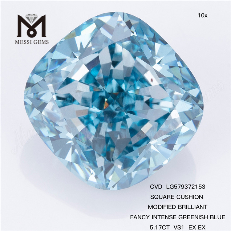 5.17CT VS1 EX EX CUSCINO QUADRATO MODIFICATO BRILLANTE FANCY INTENSO BLU VERDAstro CVD Diamanti blu sfusi LG579372153 