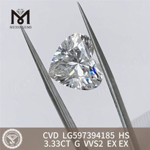 3.33CT G VVS2 EX EX HS Diamante CVD coltivato in laboratorio da 3 ct LG597394185丨Messigems 