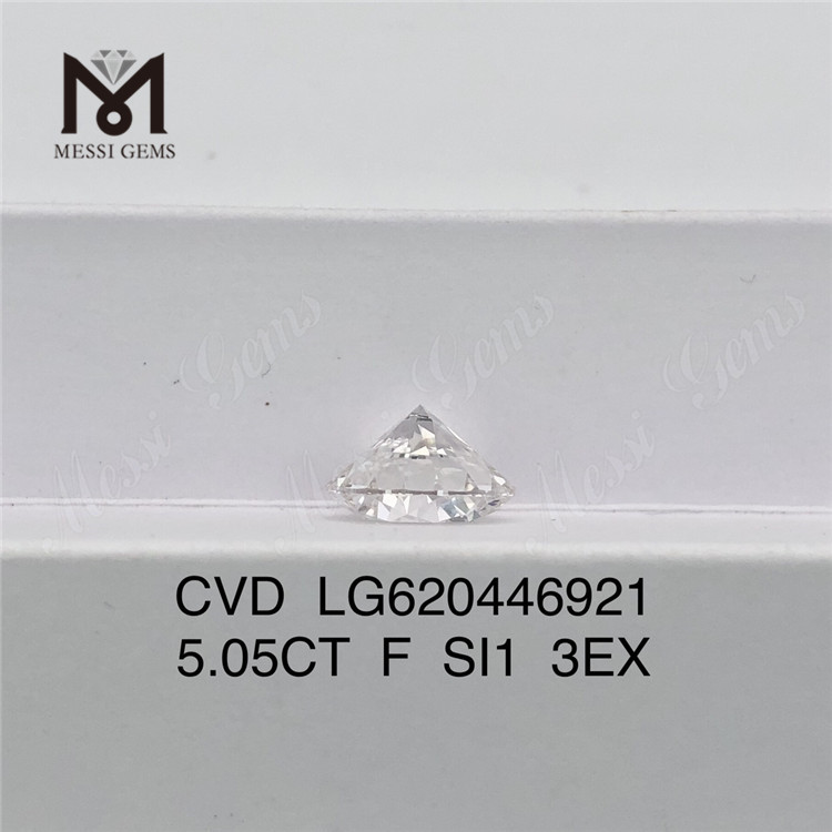 5.05CT F SI1 3EX CVD Diamanti rotondi coltivati ​​in laboratorio prezzo economico丨Messigems LG620446921 