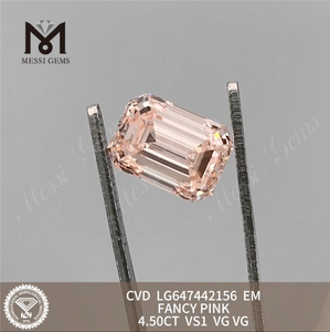 Diamanti lavorati a taglio smeraldo EM FANCY PINK VS1 CVD da 4,50 CT LG647442156