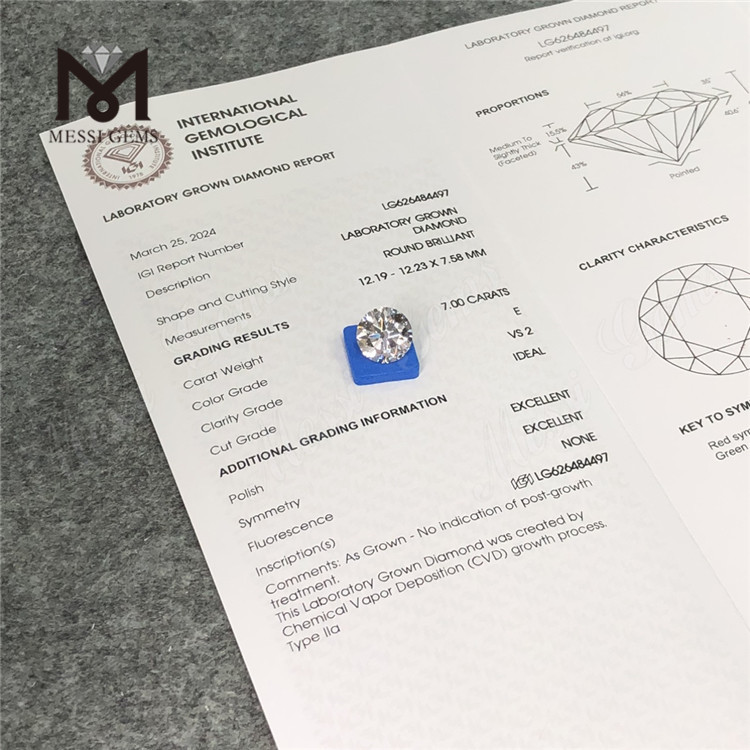 7.00CT E VS2 ID CVD IGI certificato per diamante LG626484497丨Messigems
