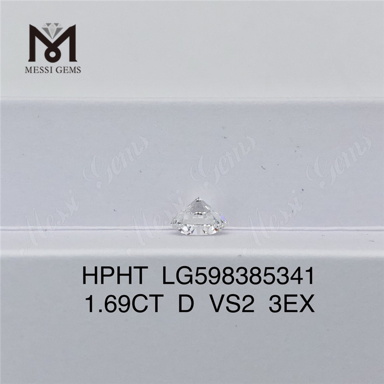 1.69CT D VS2 3EX hpht diamanti rotondi coltivati ​​in laboratorio Eccellenza all\'ingrosso LG598385341丨Messigems