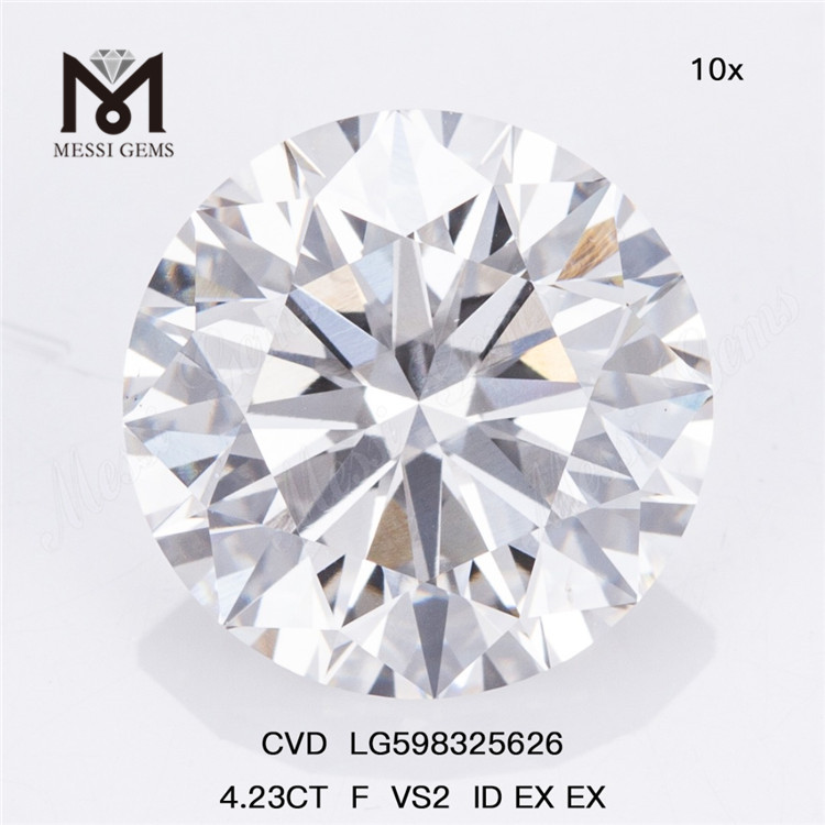 4.23CT F VS2 ID EX EX La tua fonte di diamanti realizzati in laboratorio CVD LG598325626丨Messigems