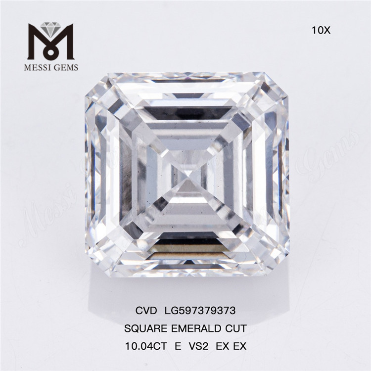 10.04CT E VS2 EX EX SQUARE EMERALD CUT Diamanti prodotti in laboratorio: qualità garantita CVD LG597379373丨Messigems