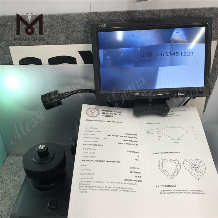 3.05CT G VS1 HS CVD diamanti realizzati in laboratorio all'ingrosso LG633451231丨Messigems 