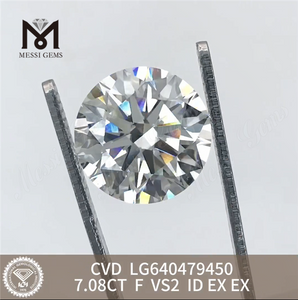 7.08CT F VS2 ID diamanti creati in laboratorio di grandi dimensioni CVD LG640479450丨Messigems 