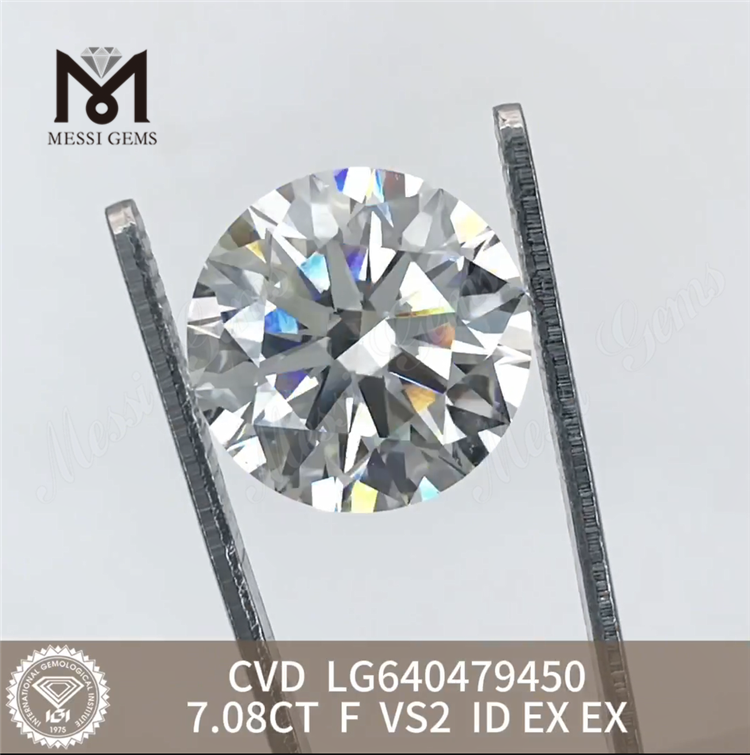 7.08CT F VS2 ID diamanti creati in laboratorio di grandi dimensioni CVD LG640479450丨Messigems 