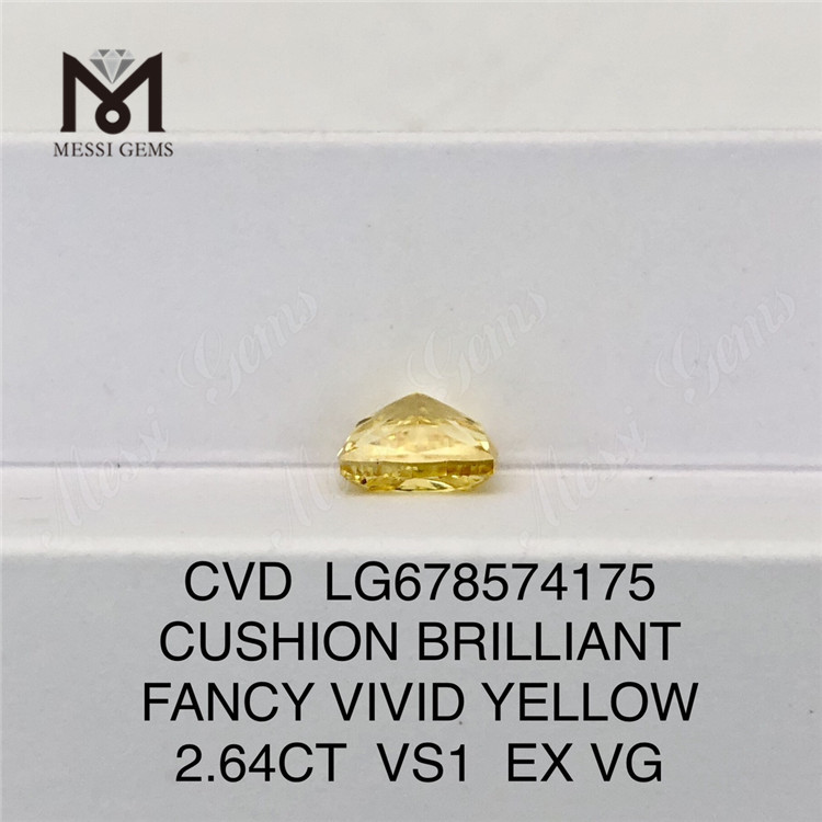 2,64 ct di cuscini laboratorio diamanti coltivati ​​fantasia giallo vivido vs1 ex vg cvd lg678574175