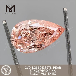 8.16ct fantasia vivido rosa vivido vs1 cvd pera fatta diamanti non estratti LG660433978 