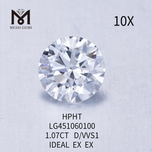 1,07 carati D VVS2 Rotondo BRILLIANT IDEAL Diamanti da laboratorio di grado HPHT