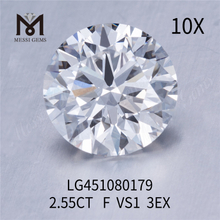 Diamanti da laboratorio rotondi taglio F VS1 3EX da 2,55 ct
